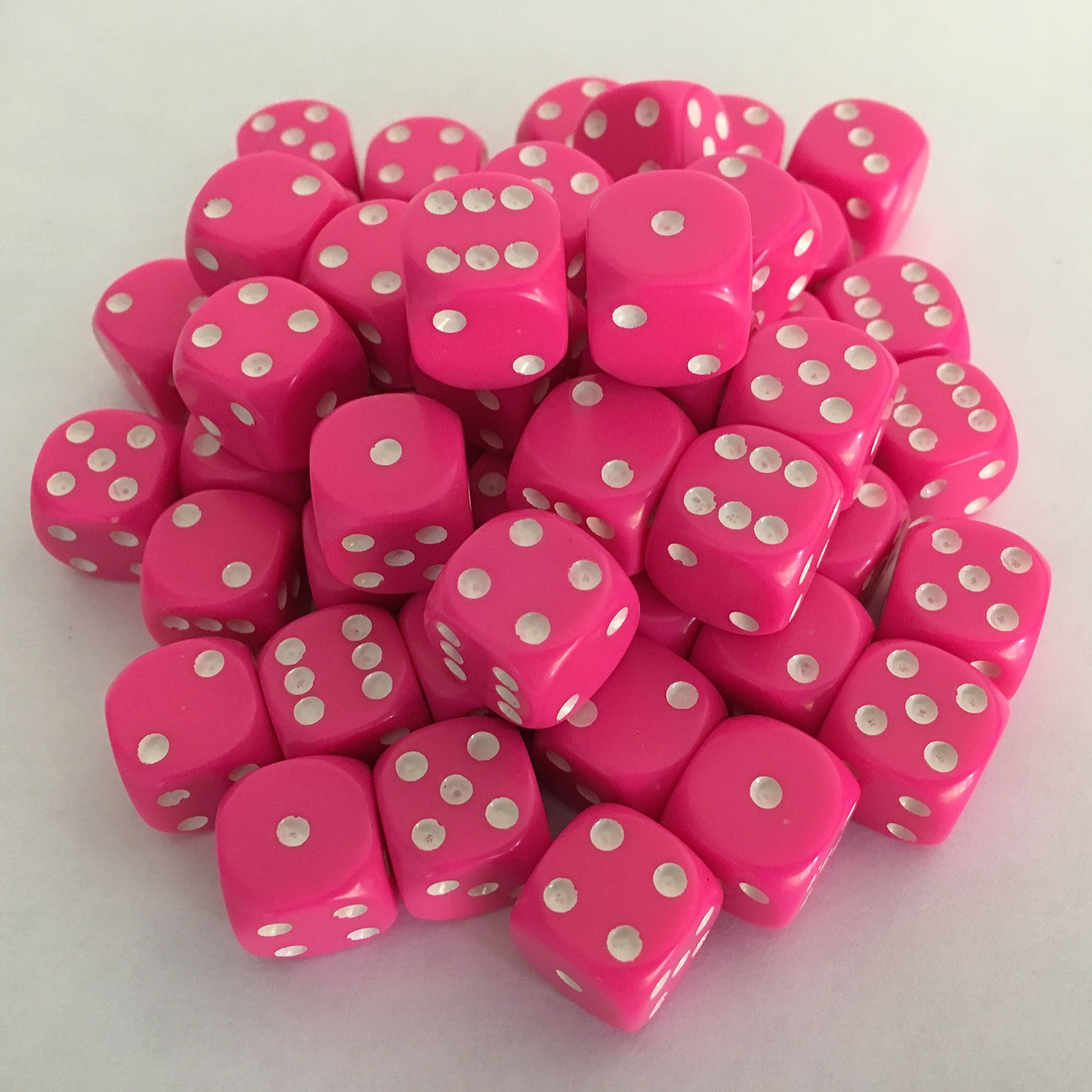 50 Good Quality Dice in Pink (D6 14mm)