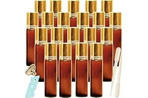 Youngever 20 Pack Essential Oil Roller Bottles with Stainless Steel Roller Balls, Opener, 2 Clear Transfer Pipettes, Stainles