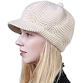 Muryobao Womens Winter Warm Slouchy Cable Knit Beanie Skull Hat with Visor