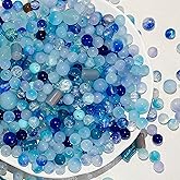 DAHI 550pcs Glass Beads 8mm Round Crystal Bead Bulk Blue Glass Beads for Jewelry Making Bracelets Necklaces Earrings (Blue)