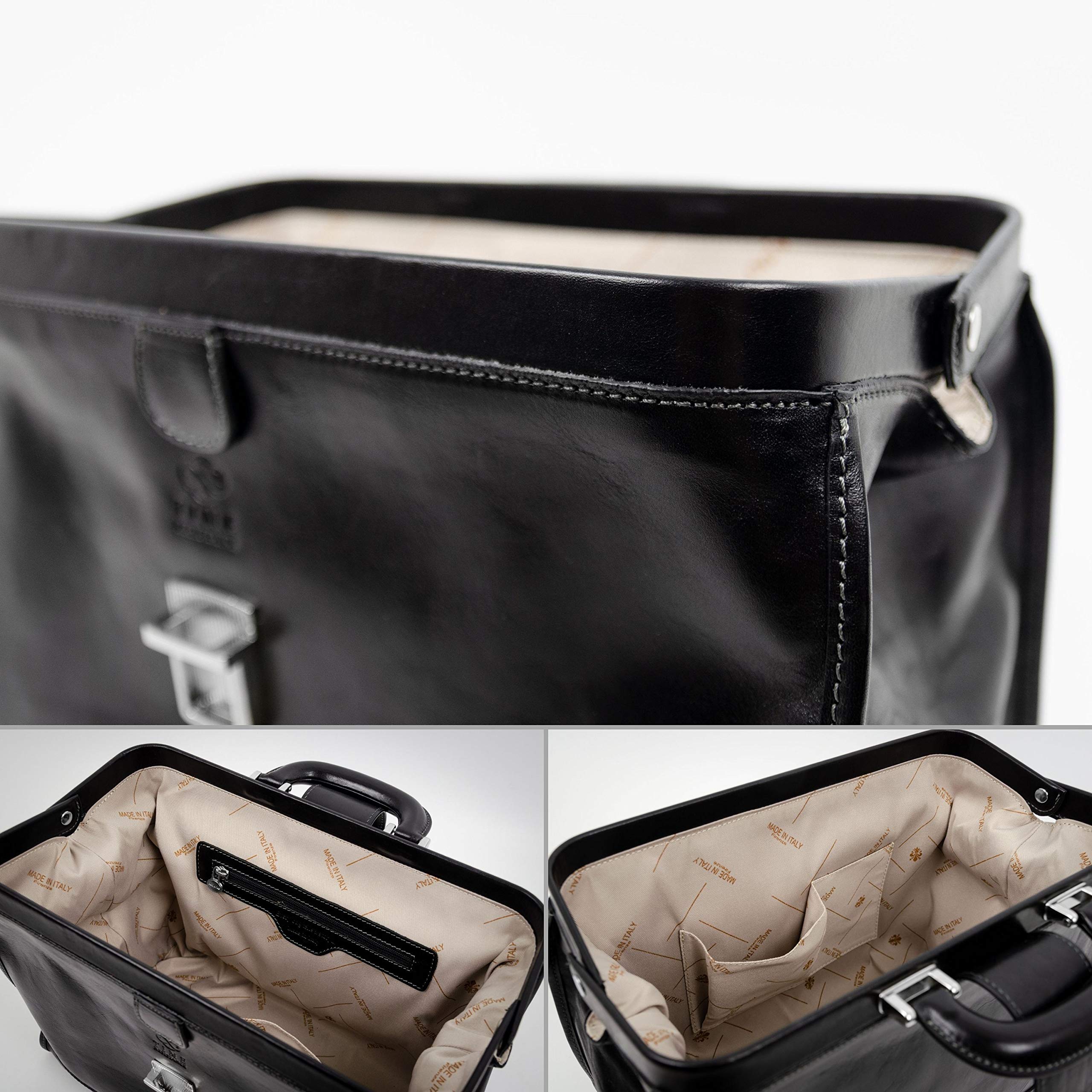 Time Resistance Leather Doctor Bag - Italian Handmade Medical Bag - Vintage Style Handbag - Real Leather Briefcase