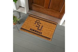 TEAM SPORTS AMERICA NCAA Florida State University Coir Door Mat, Indoor and Outdoor Entryway, 28 x 16 Inches Non Slip Back Welcome Floor Mats for Muddy Dog Paws, Weather-Resistant Front Door Entrance Home Décor
