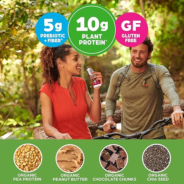 ORGAIN ORGANIC VEGAN PROTEIN BARS, PEANUT BUTTER CHOCOLATE CHUNK – 10G PLANT BASED PROTEIN, LOW CALORIE HEALTHY SNACKS, NO LACTOSE OR SOY INGREDIENTS, GLUTEN FREE, NON-GMO – 1.41 OZ (PACK OF 12)