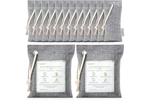CLEVAST 14 Pack Activated Bamboo Charcoal Air Purifying Bags(2x200g, 12x50g), Natural Fresh Odor Absorber, Deodorizer and Moisture Eliminator, Air Purifier Bags for Home