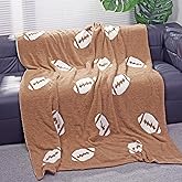 Soft Football Pattern Blanket Cozy Throw Blanket Perfect for Home Decor and Gift Giving, Rugby Sports Blanket Plush Bedding Created for Adults, Brown, 50"x60"