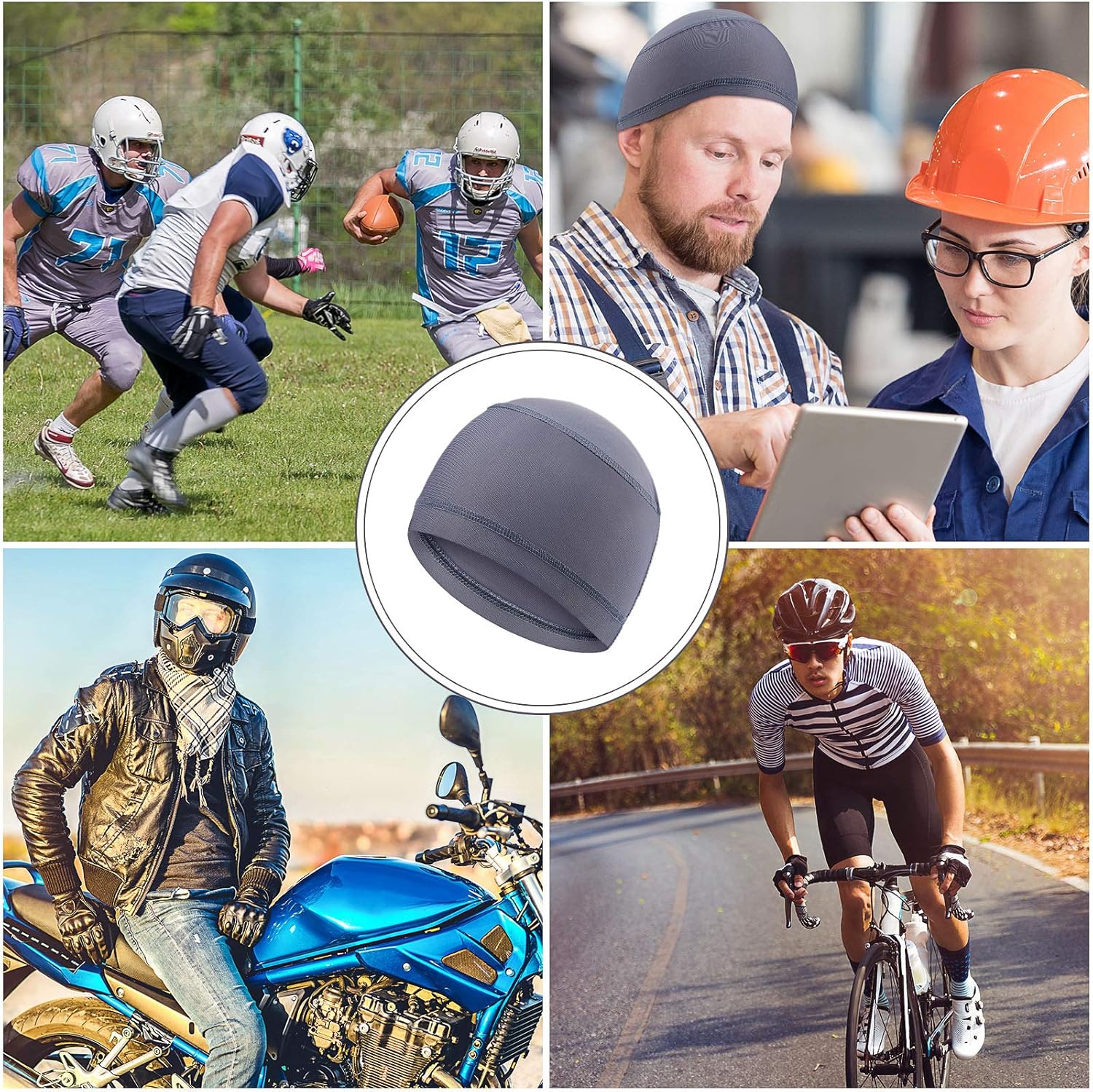 9 Pieces Cycling Caps Helmet Liner Cooling Beanie Caps Sweat Wicking Caps Sports Running Hats (Classic Pattern): Clothing