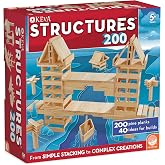 KEVA Structures 200 Wood Building Planks Set - Building Toy Includes 200 Wooden Blocks and Idea Book - Ages 5 and Up