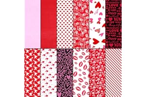 PIKLODO 120 Sheets Valentine's Day Tissue Paper Gift Wrapping Paper 12 Design Pink Red Heart Pattern Decorative Paper Art Tissue for Valentines Day Wedding Birthday Baby Shower Gift Bag Decoration