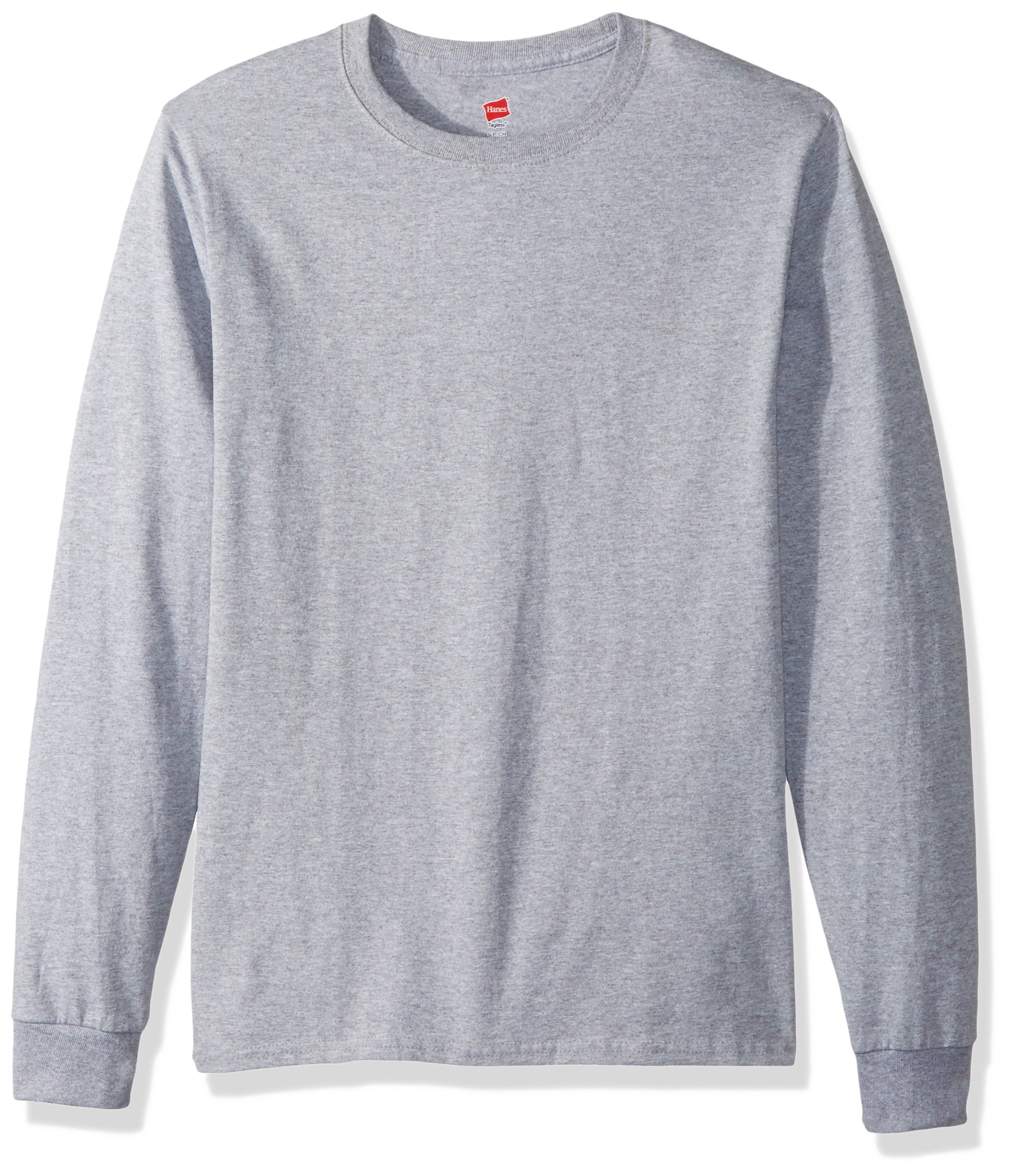 Hanes ComfortSoft Tagless Long Sleeve T-Shirt - Large, Smoke Grey, 100% Cotton, Pre-Shrunk