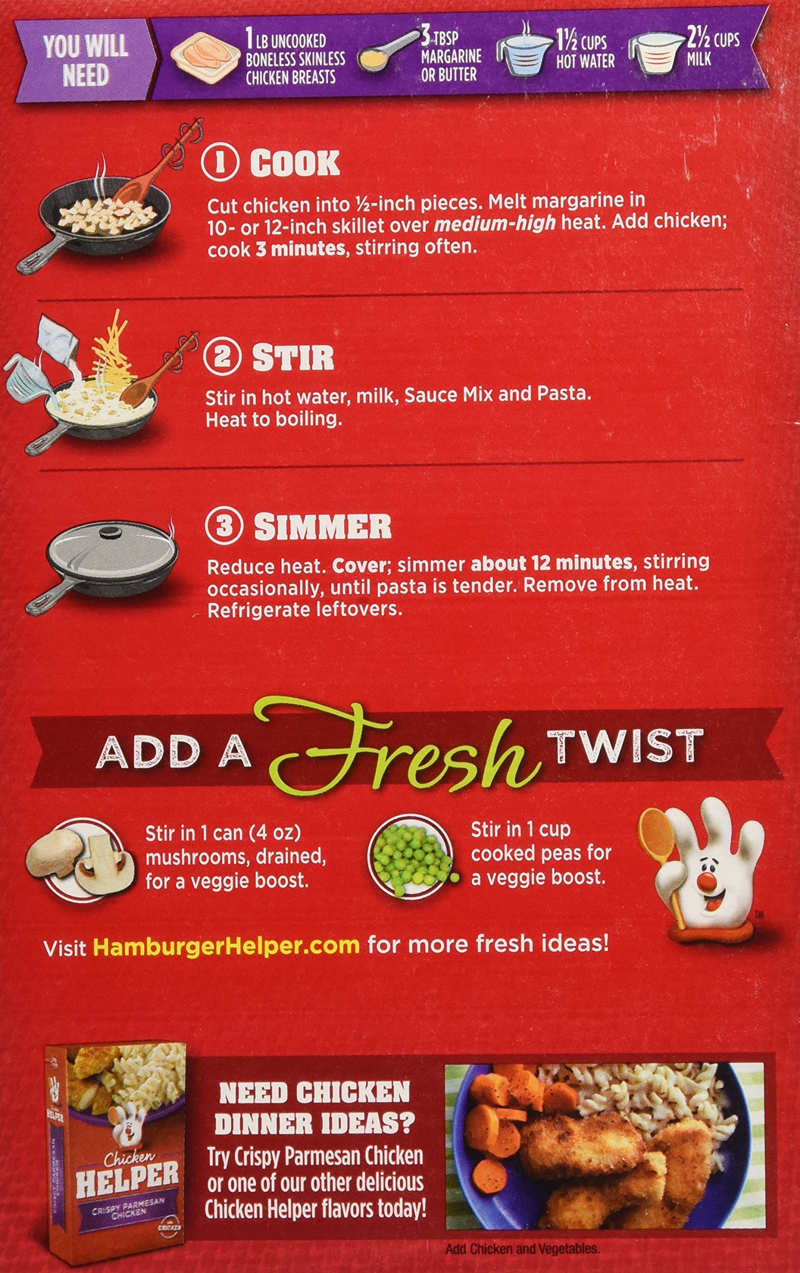 Betty Crocker Chicken Helper Fettuccine Alfredo 8.7 Oz Box (pack Of 12