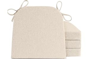 Tromlycs Chair Cushions for Dining Chairs 4 Pack Kitchen Seat Pads Room with Ties Indoor Non Slip 17x16 inch Light Linen