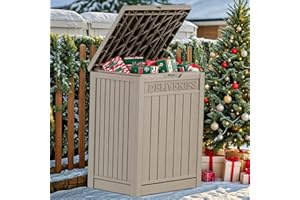 YITAHOME Outdoor Package Delivery Storage Box 51 Gallon, Secure Lockable Resin Package Delivery Container, Deck Box for Porch & Curbside, Brown