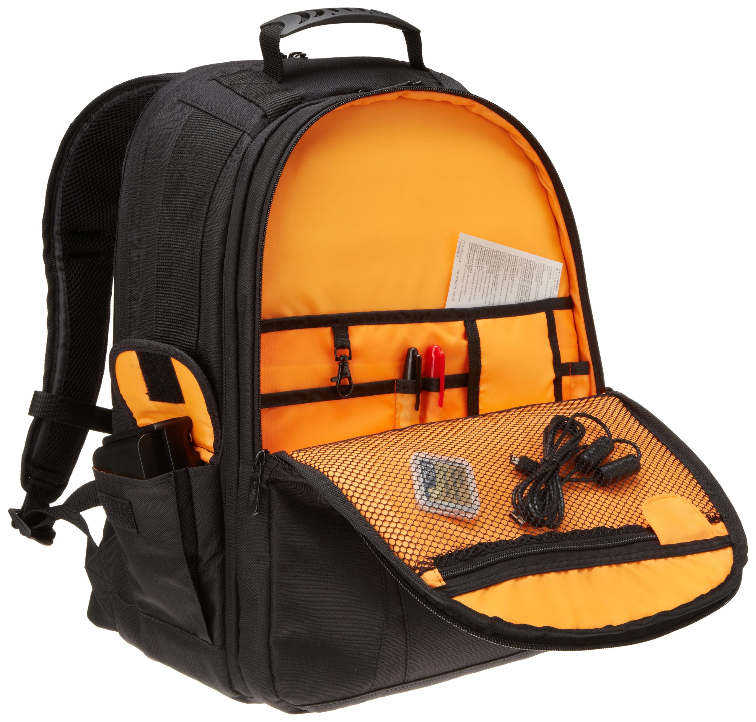 AmazonBasics DSLR and Laptop Backpack - Orange interior