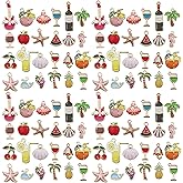 Youdiyla 48Pcs Alloy Dripping Oil Seaside Fun Series Pendant Jewelry Making DIY Keychain Earrings Pendant Various Design Charms for Jewelry Making Bracelets Necklace (SN212)