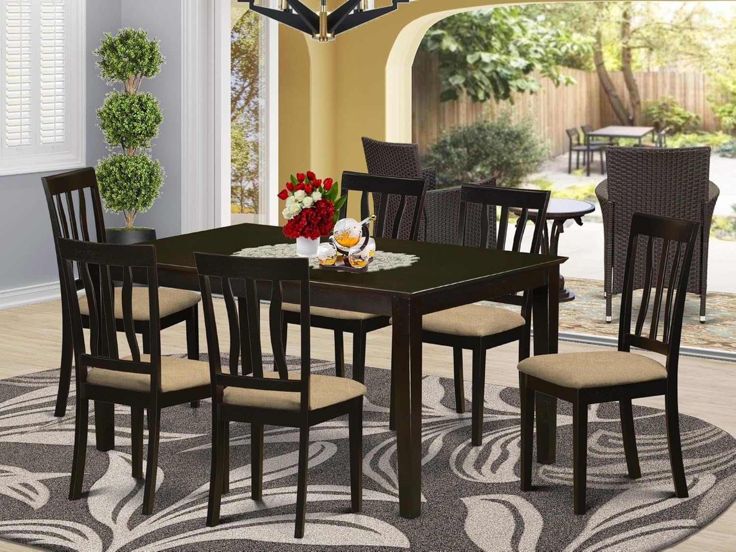 Amazoncom East West Furniture CAAN7 CAP C Rectangular Kitchen Table Set 7 Pc Linen Fabric Dining Room Chairs Seat Cappuccino Finish Dinner Table And Frame Furniture Decor Amazoncom East West Furniture CAAN7 CAP C Rectangular Kitchen Table Set 7 Pc Linen Fabric Dining Room Chairs Seat Cappuccino Finish Dinner Table And Frame Furniture Decor