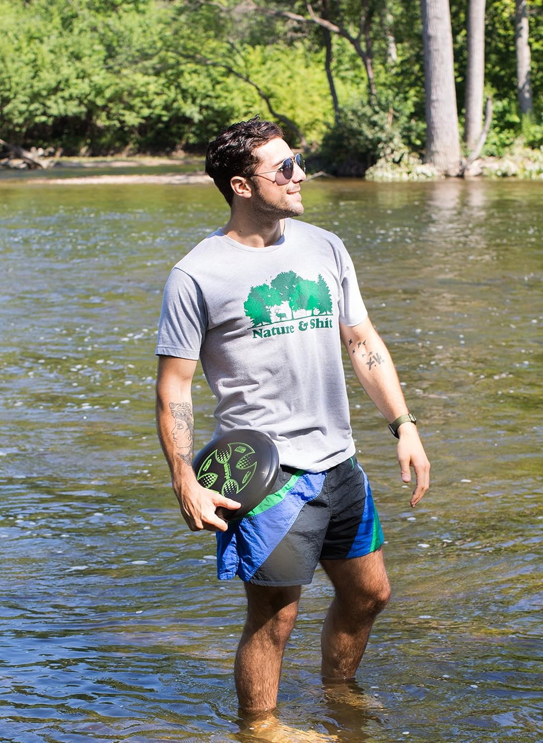 Nature & Shit | Funny Outdoors Humor, Ironic Hiking Adventure Unisex T-Shirt: Clothing