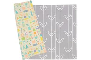 Baby Care Play Mat (Large, Sea Petals - Grey) 82'' x 55'' Original One-Piece Reversible Rollable Waterproof Play Mat for Infants, Babies, Toddler, and Kids