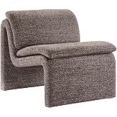 Modway Lume Curved Lounge Chair in Antique Boucle Fabric &ndash; Modern Upholstered Armless Accent Chair with Padded Cushion - Unique Slipper Chair for Bedroom or Living Room