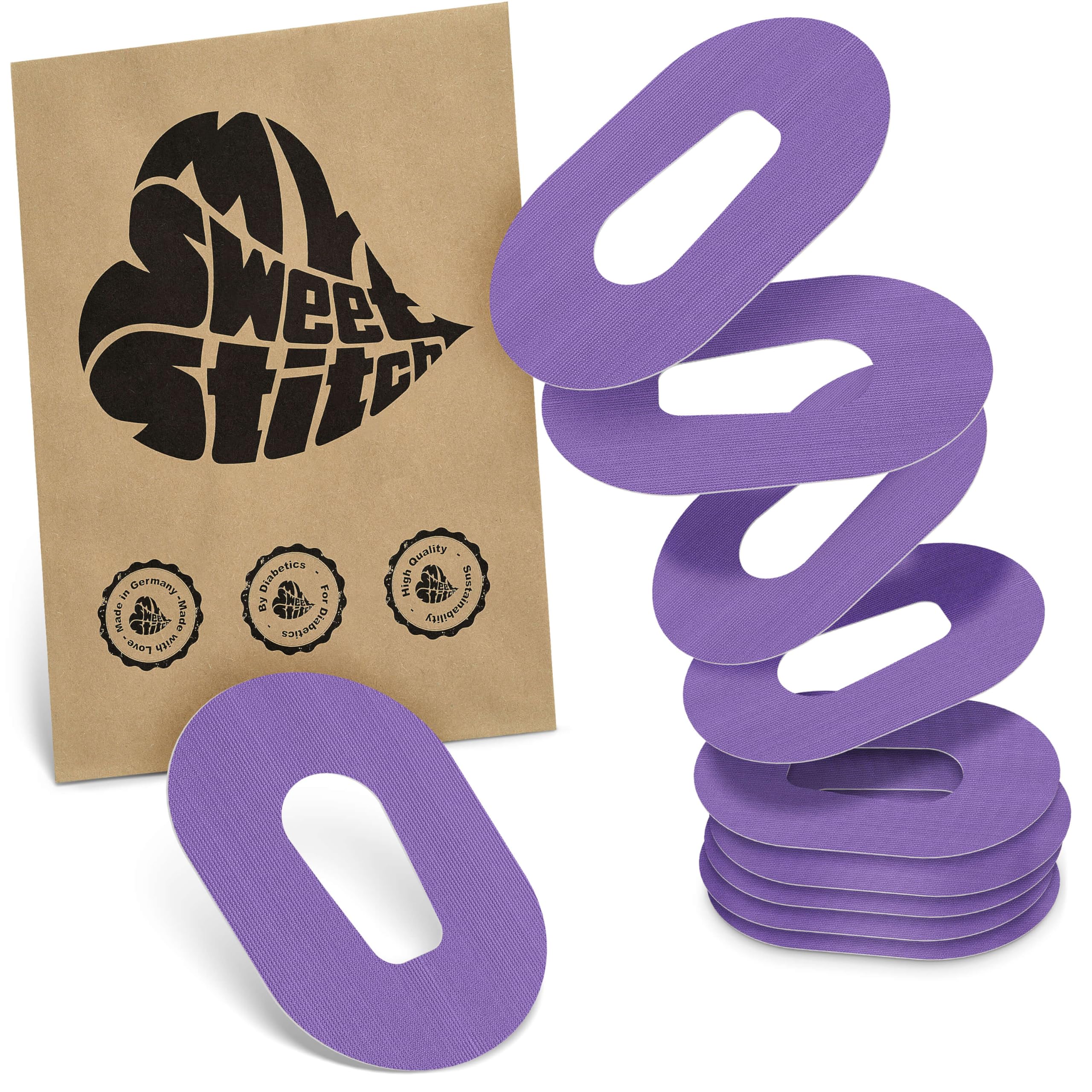 MySweetStitch - 10 x Dexcom G6 Patches, Overpatch Ø 70 x 55mm, Waterproof, Breathable, Skin-Friendly, Made in Germany, Purple