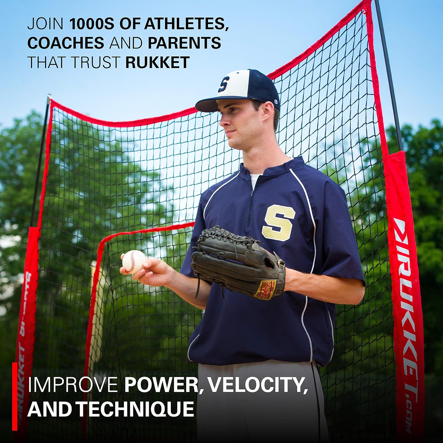Rukket 6pc Baseball/Softball Bundle | 7x7 Hitting Net | 3 Weighted Training Balls | Strike Zone Target | Carry Bag | Practice Batting, Pitching, Catching | Backstop Screen Equipment Training Aids : Sports & Outdoors