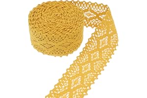 GXTIZAS Lace Trim Cotton Lace Trim Eyelet Lace Ribbon Crochet Sewing Lace for Junk Journal Supplies Crafts Supply(Yellow)