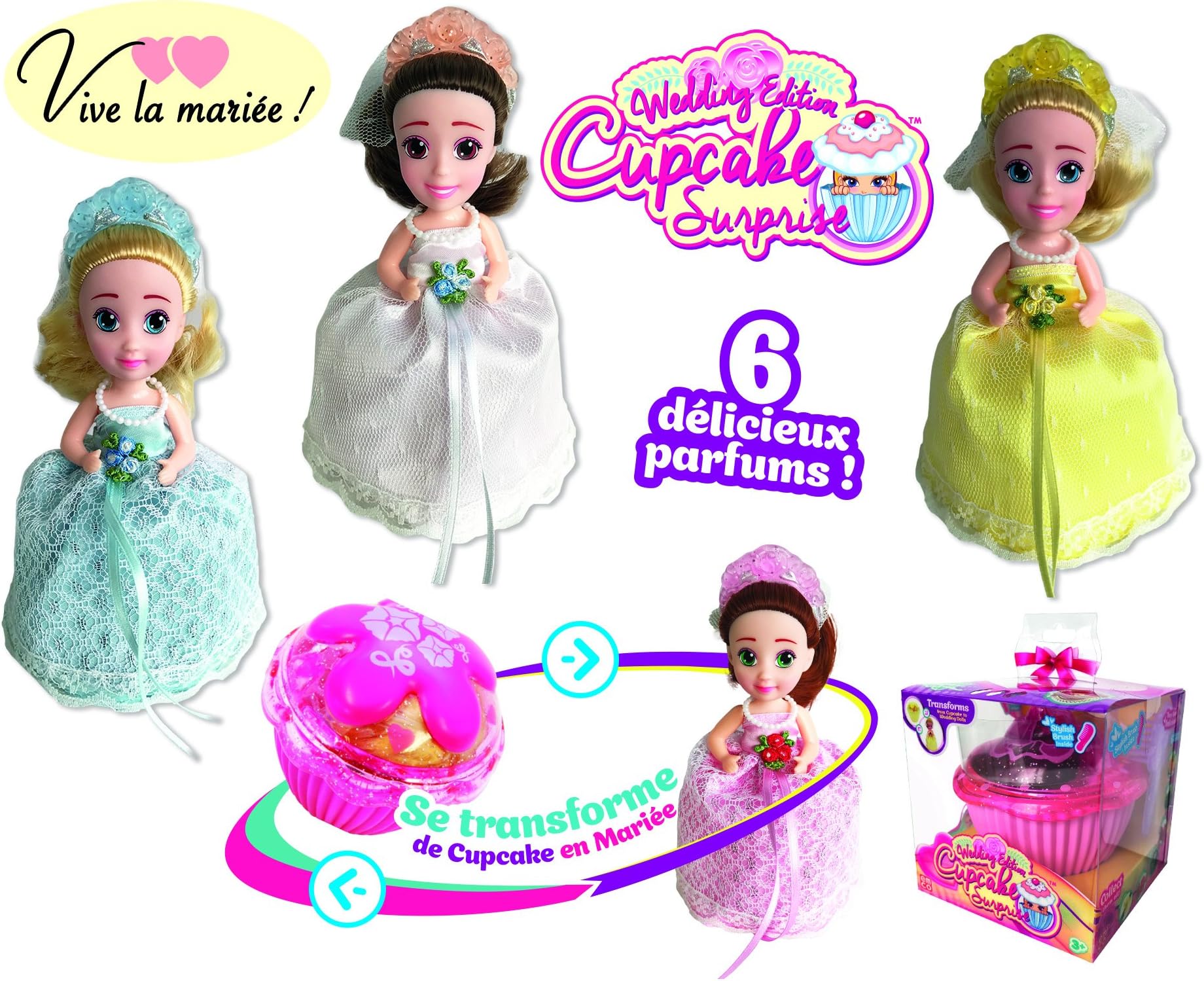 Cupcake Surprise, Transforms into a 14cm Wedding Scented Doll, Includes Tiara and Brush, Random Models and Fragrances, Toy for Children from 3 Years, CUP03