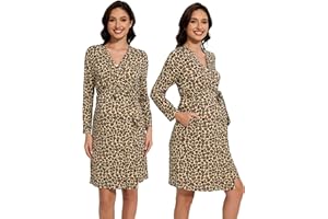 EASWEET Postpartum Robe Bamboo Viscose Long Sleeve Nursing Delivery Gown for Hospital Maternity