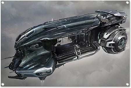 Spaceship Design On Pvc Tarpaulin Including Eyelets In The Format 23 6 X 15 7 High Quality Art Print Realized As Wall Picture Amazon Co Uk Kitchen Home