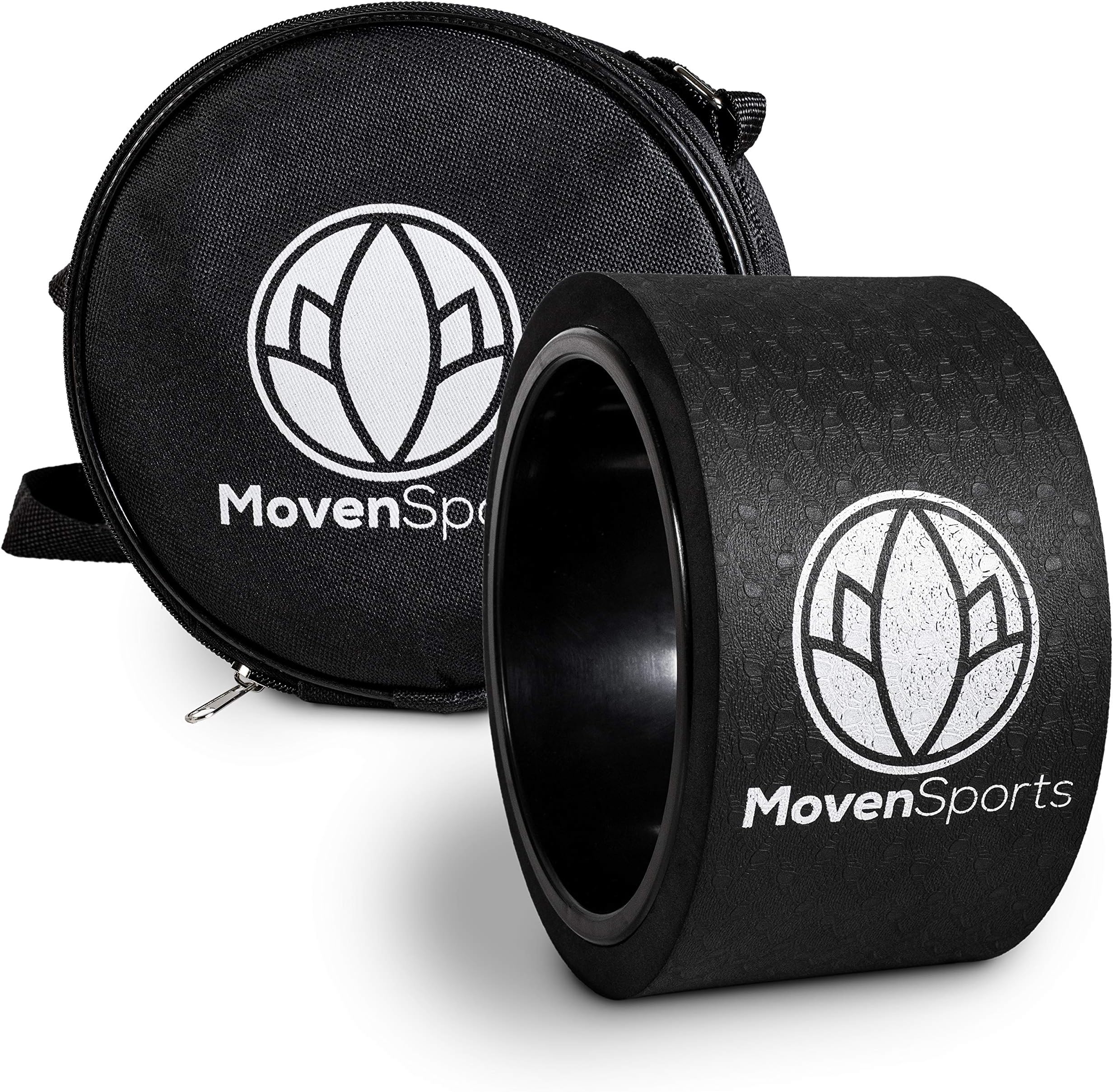 MovenSports - Small Yoga Wheel Set with Thicker Padding - Includes Carry Case, Mini Yoga Towel, Exercise Guide for Poses - Perfect Small Roller for Back Pain, Stretching & Improving Backbend - 6 Inch