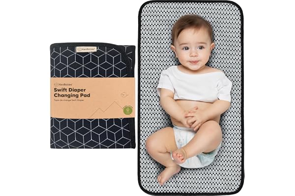 KeaBabies Portable Diaper Changing Pad, Easy Wipe Clean, 25x13 (Black Geo) | Foldable Waterproof Baby Changing Mat for Diaper