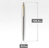 Parker Jotter Ballpoint Pen Stainless Steel Golden Trim Medium Blue Ink Gift Box view 3