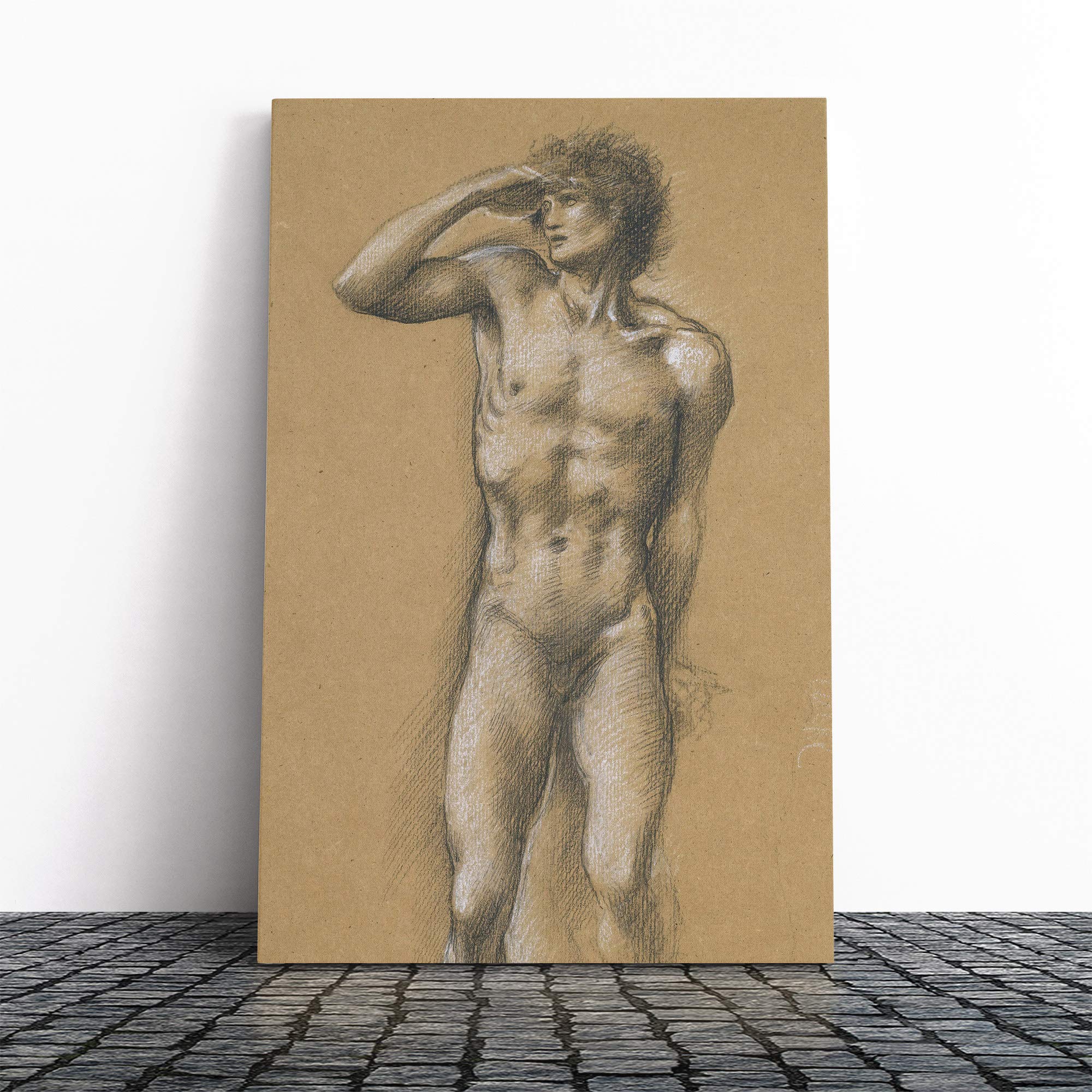 Edward Burne-Jones Male Study Sketch Canvas Print | Gallery Wrapped 30mm Frame Wall Art | 20x14 inches | Ready to Hang | Modern Picture | Living Room Bedroom Lounge Office