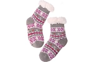 MOGGEI Girls Slipper Fuzzy Socks Kids Boys Fluffy Fleece Lined Warm Plush Sherpa Winter Child Home Socks