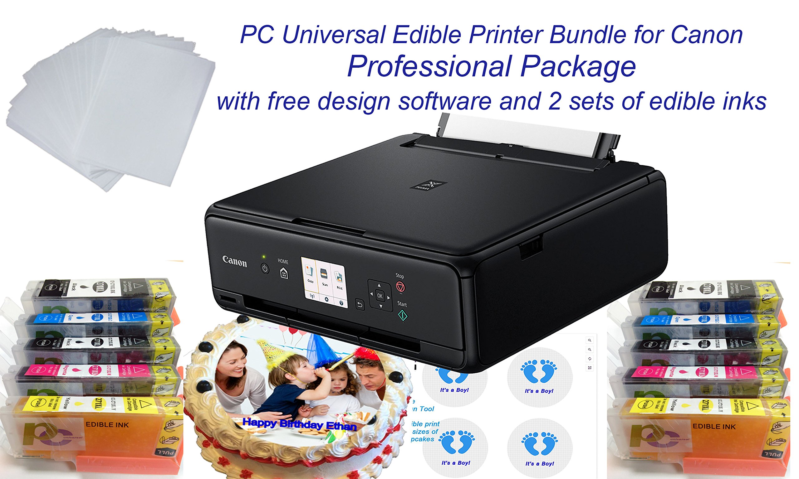 PC Universal Edible Printer Bundle Professional Package with 2 Sets