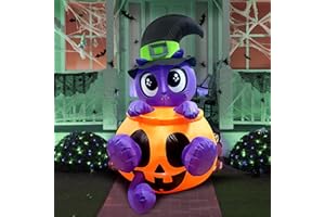 Joiedomi 5 FT Tall Halloween Inflatable Cute Witch's Cat in Pumpkin Inflatable Yard Decoration with Build-in LEDs Blow Up Inflatables for Halloween Party Indoor, Outdoor, Yard, Garden, Lawn Decoration