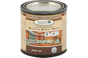SamaN Interior One Step Wood Seal, Stain and Varnish – Oil Based Odorless Dye - Protection for Furniture and Fine Wood (Walnu