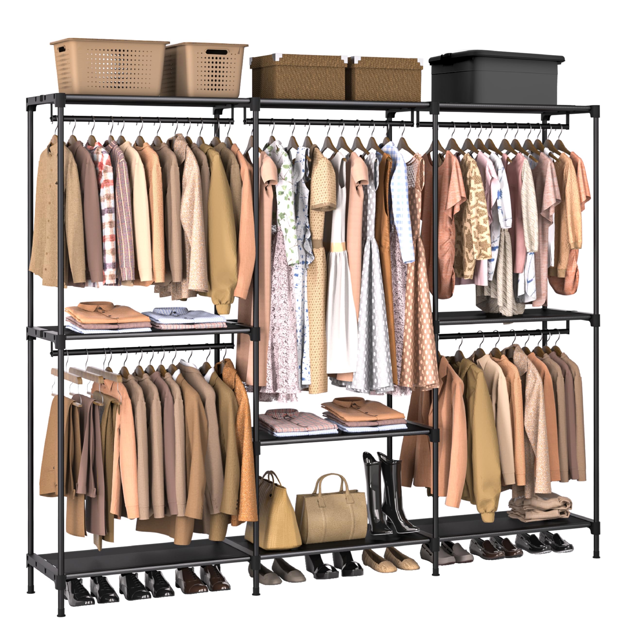 Photo 1 of ***FOR PARTS ONLY MISSING ASSEMBLY PIECES*** CASAMAYA Clothes Rack, Portable Closet, 80.7 Inch Extra Large Capacity Wardrobe Closet, Clothes Storage Organizer with Shelves and 5 Hanging Rods, Easy to Assembly, Black PCT036B01