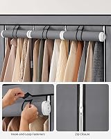 SONGMICS Clothes Wardrobe Portable Closet with Cover 130 x 45 x 167 cm 3 Rails view 9
