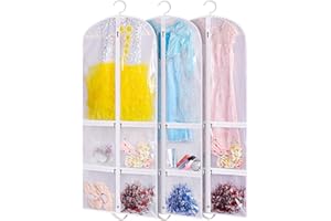 SLEEPING LAMB Clear Garment Bag for Dance Costume Kids 50 Inch Hanging Clothes Cover for Closet Storage With 4 Large Zipper P