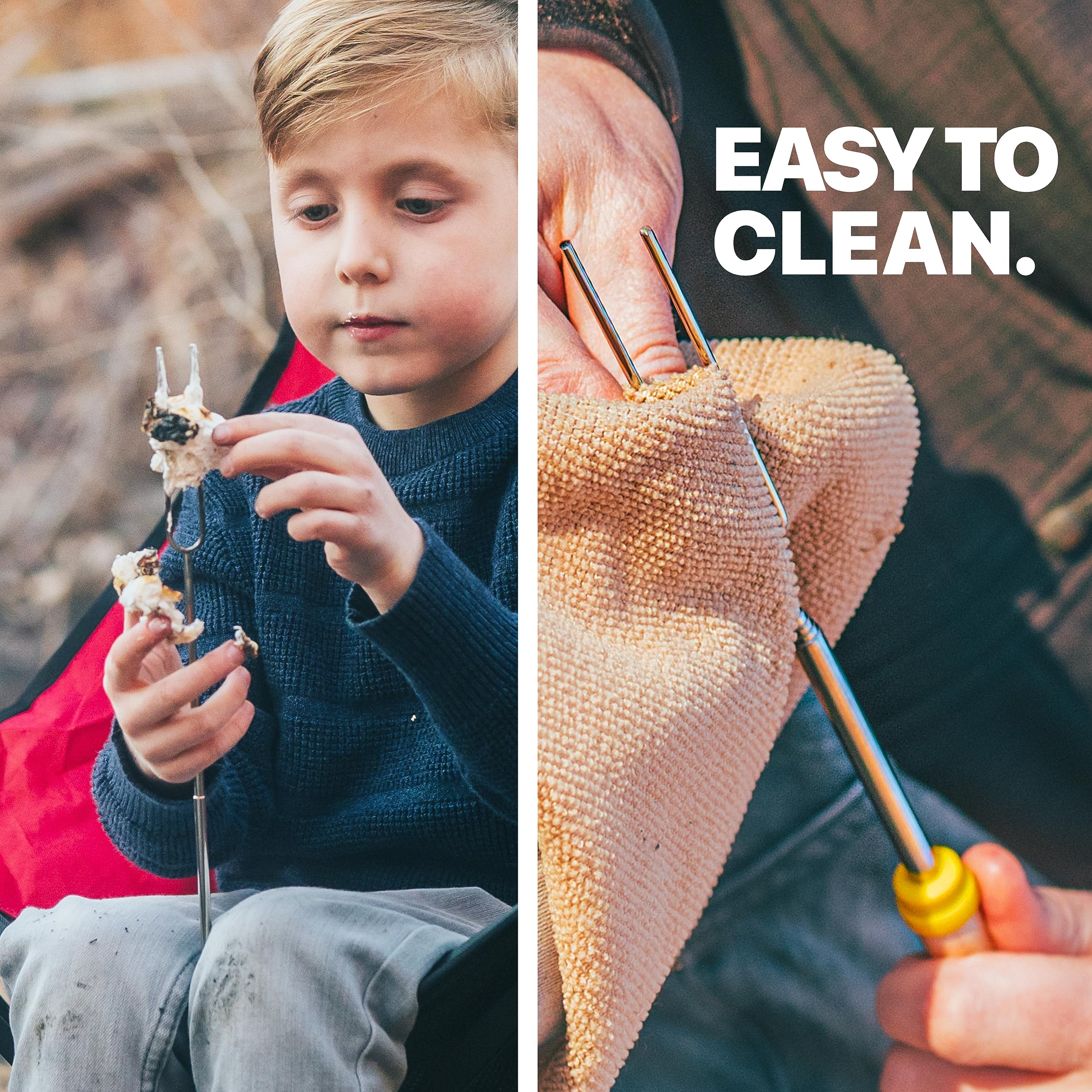 MalloMe Smores Sticks for Fire Pit - Accessories for Campfire Marshmallow Roasting Sticks Smores Kit Outdoor - Smore Skewers Hot Dog Fork For Outside, Camping Essentials Bonfire Gear Long 32