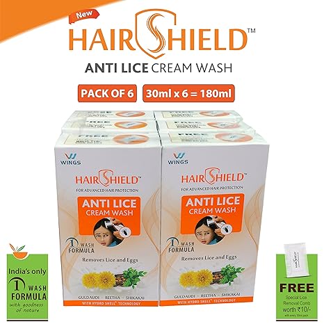 Hairshield Anti Lice Cream Wash 30 Ml X Pack Of 6 180 Ml Free