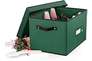 ZOBER Christmas Light Storage - Christmas Light Organizer W/ 4 Plastic Christmas Lights Organizer Wheel - Strong & Durable Material - Stitched Reinforced Handles - Green