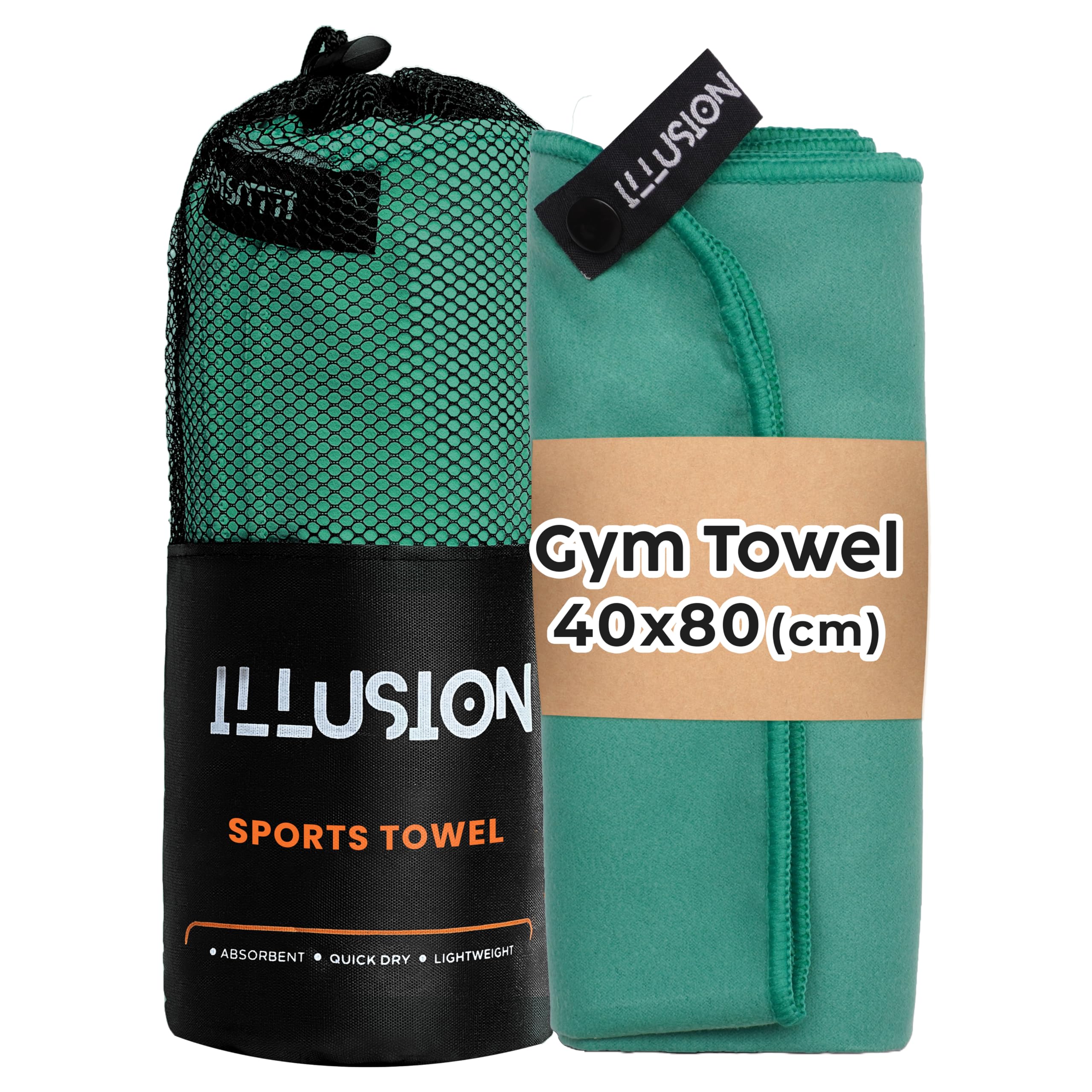 illusion Small Microfibre Gym Towel for Active Sports (40x80cm) - Lightweight Quick Dry Towel - Ideal for Cardio, Cycling, Strength Training, Yoga, and Running, Perfect for Athletes Training Outdoors — image 1