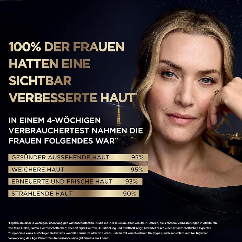 L'Oréal Paris Midnight Serum para mujeres: regeneración celular durante la noche y protege contra los radicales libres durante el día para menos arrugas, piel más suave y joven, Age Perfect Cell