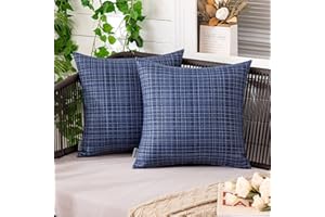 MIULEE Outdoor Waterproof Throw Pillow Covers Decorative Farmhouse Water Resistant Cushion Covers for Tent Patio Garden Couch Sofa Pack of 2, 18x18 Inch Navy Blue