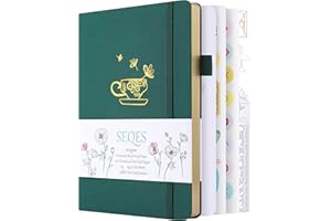 SeQeS Bullet Dotted Journal - A5 Dot Grid Notebook with pages number,160gsm Bleedproof Paper,Silver Edge for Personal Organizers,Fabric hardcover for 2025 Bullet Journals, and journaling-COFFEE
