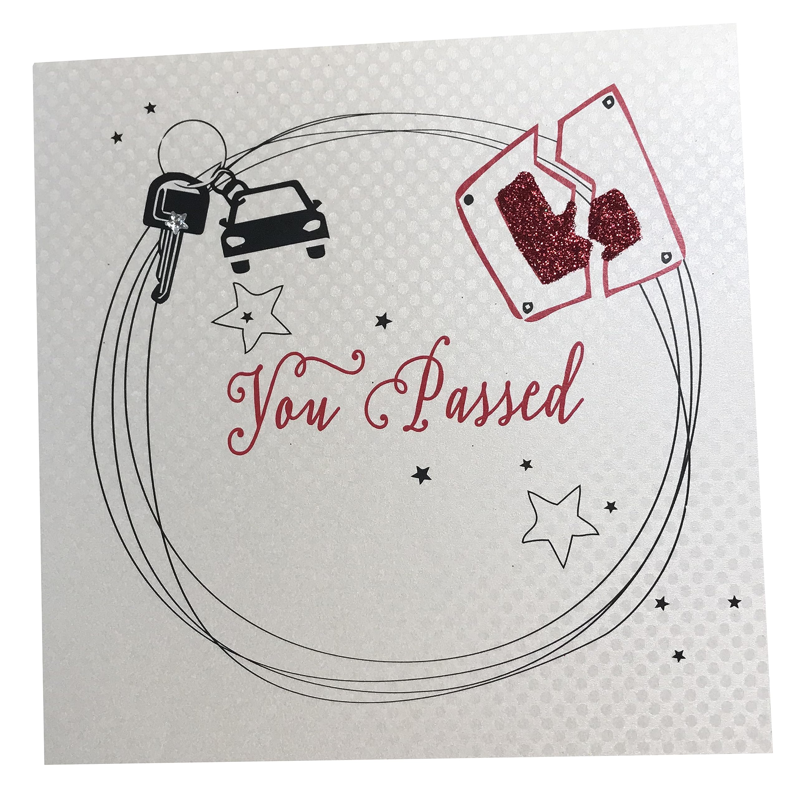 white cotton cards "You've Passed! Congratulations Handmade Passed Card, WB210 NEW, 16cm x 16cm