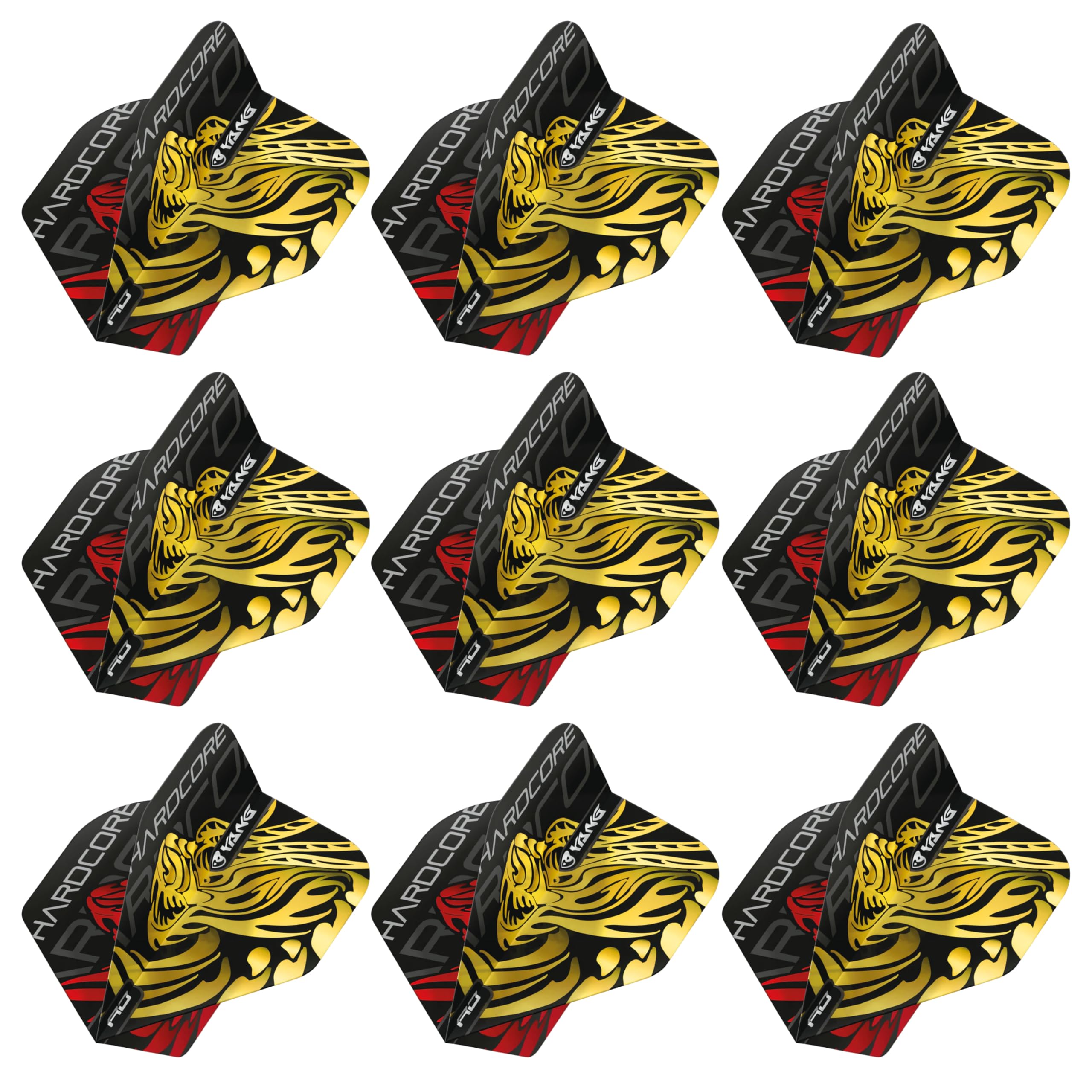 RED DRAGON Yin Yang Double Sided Jonny Clayton Gold & Red Standard Dart Flights 3 Sets Per Pack (9 Dart Flights in total)