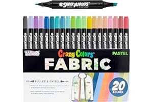 U.S. Art Supply Super Markers 20 Pastel Dual Tip Fabric Markers - Fine & Chisel Point Pens Fabric Marker Permanent for Clothes, T-Shirts - Permanent Ink Eye-Catching Pastel Colors