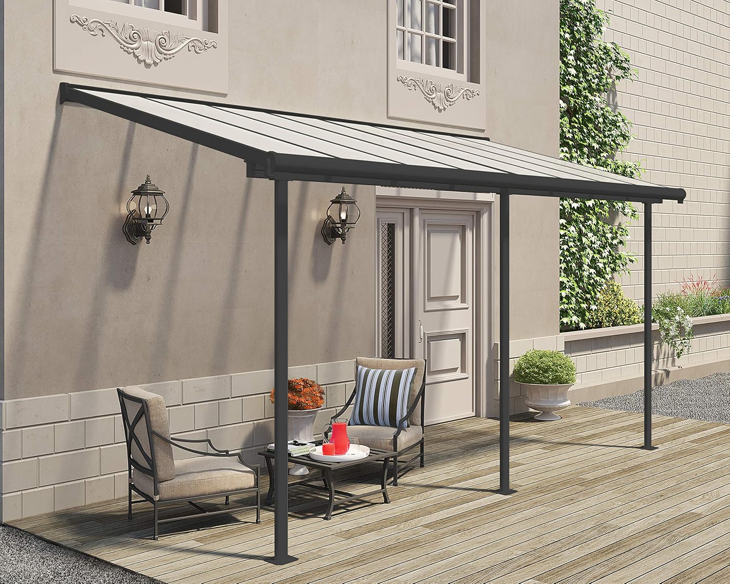 Palram Sierra Patio Cover (2.3 x 4.6, Grey) Amazon.co.uk Garden & Outdoors